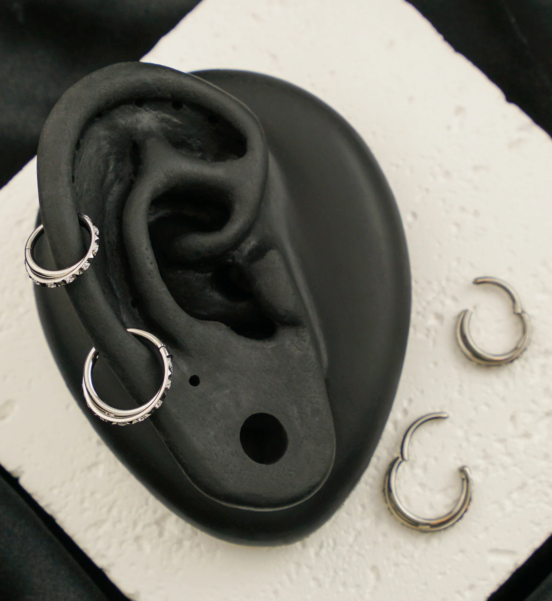 Crossover Polyhedra Clear CZ Titanium Hinged Segment Ring - Mrs Treak