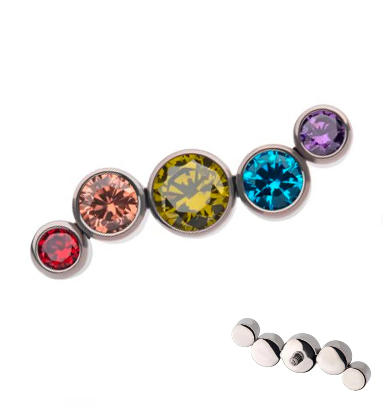 Ripple Rainbow CZ Internally Threaded Titanium Top - Mrs Treak
