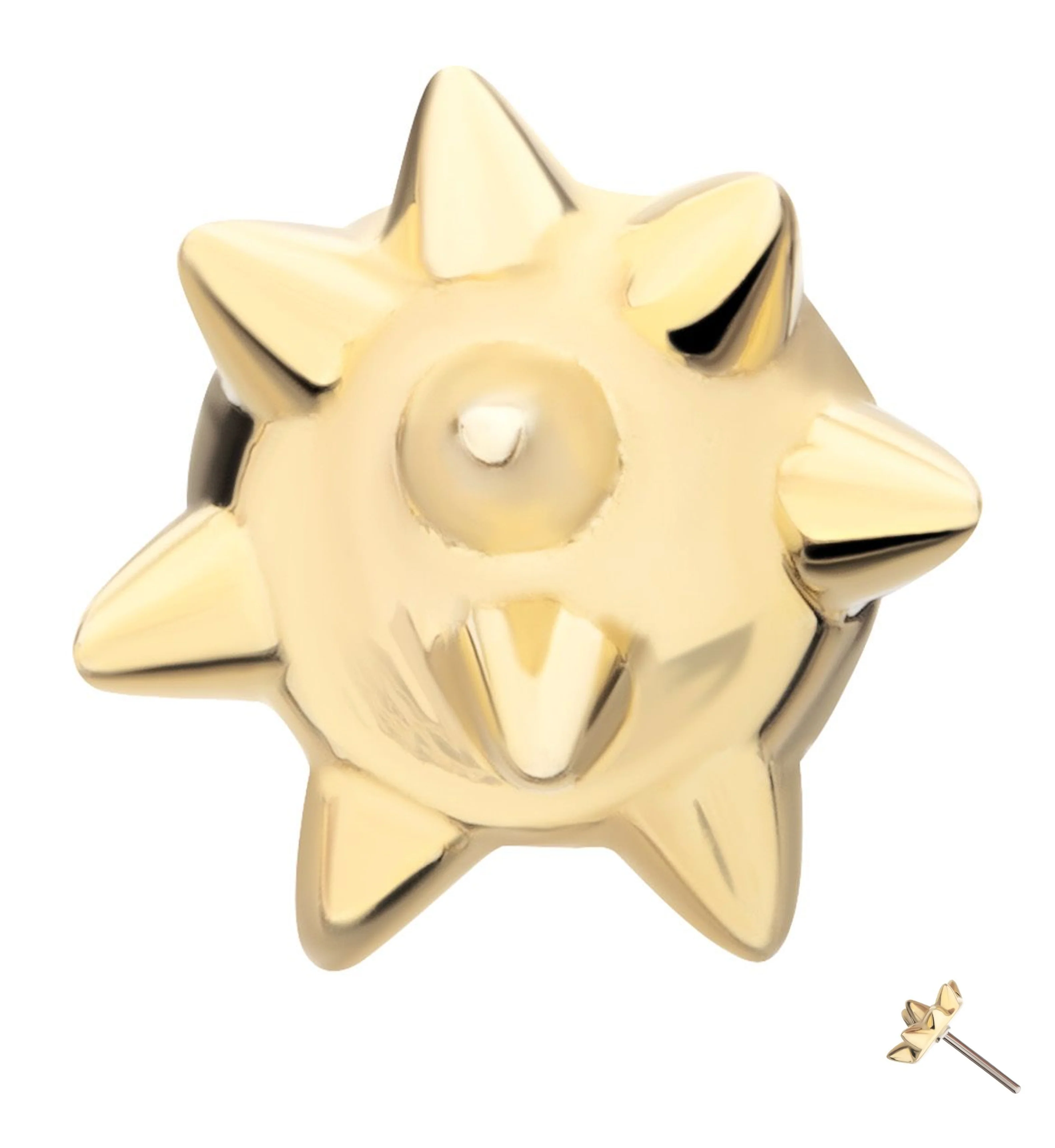 14kt Gold Flat Mace Threadless Top - Mrs Treak