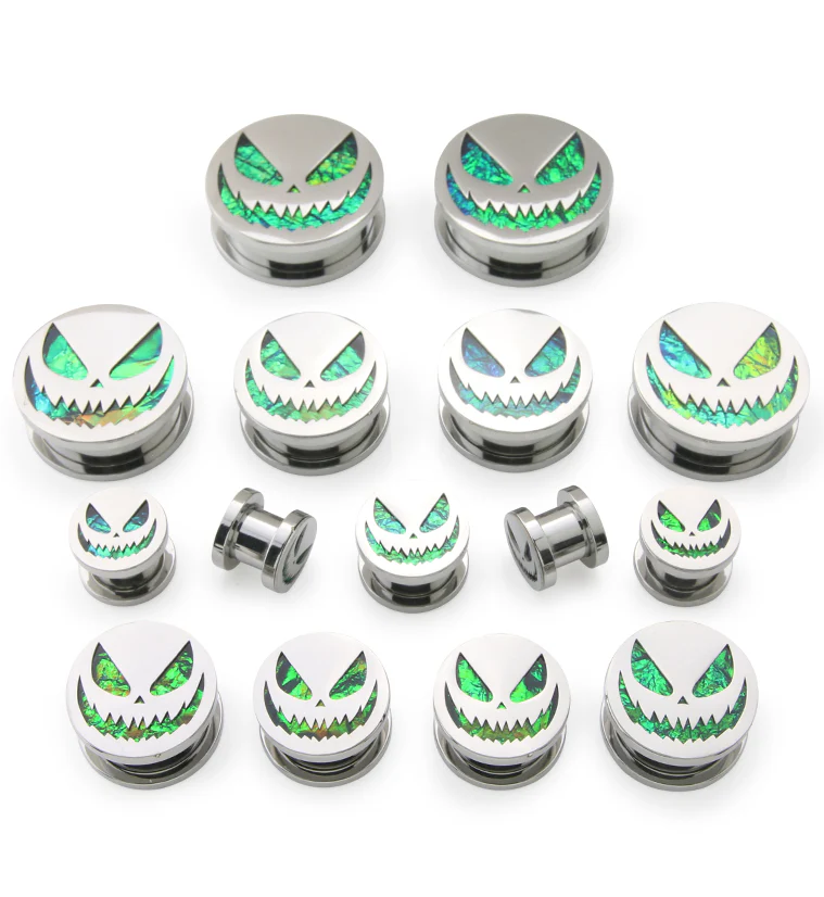 Stingy Jack Green Opalite Stainless Steel Tunnel Plugs - Mrs Treak