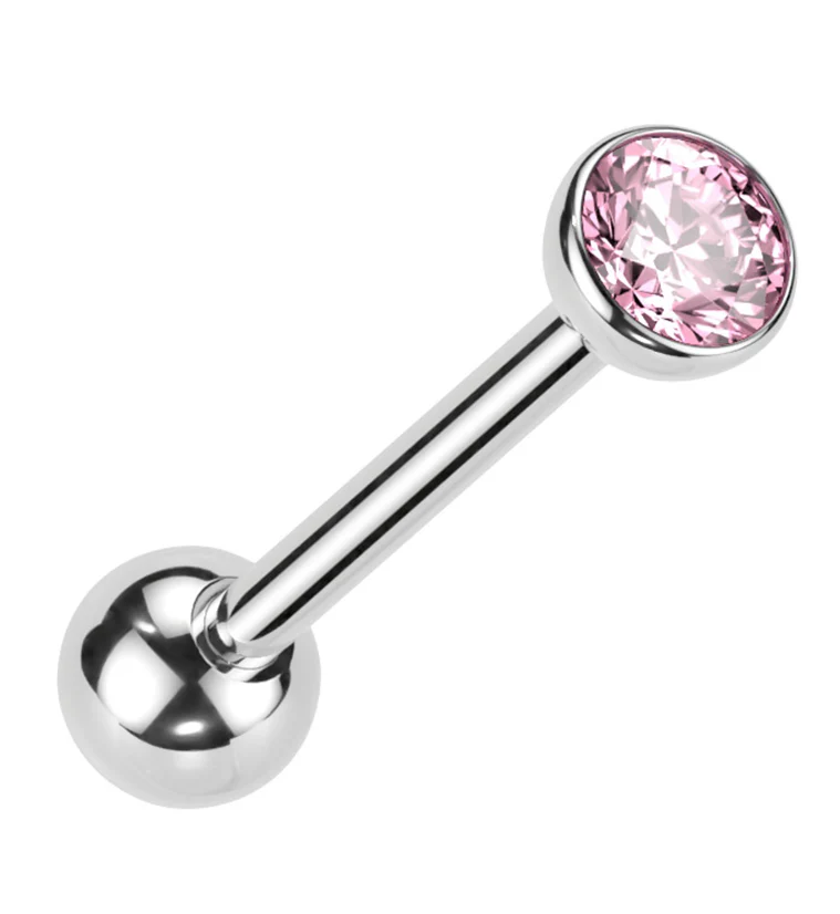 Pink Bezel CZ Titanium Threadless Barbell - Mrs Treak
