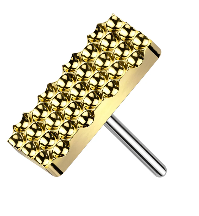 Gold PVD Beaded Rectangle Titanium Threadless Top - Mrs Treak