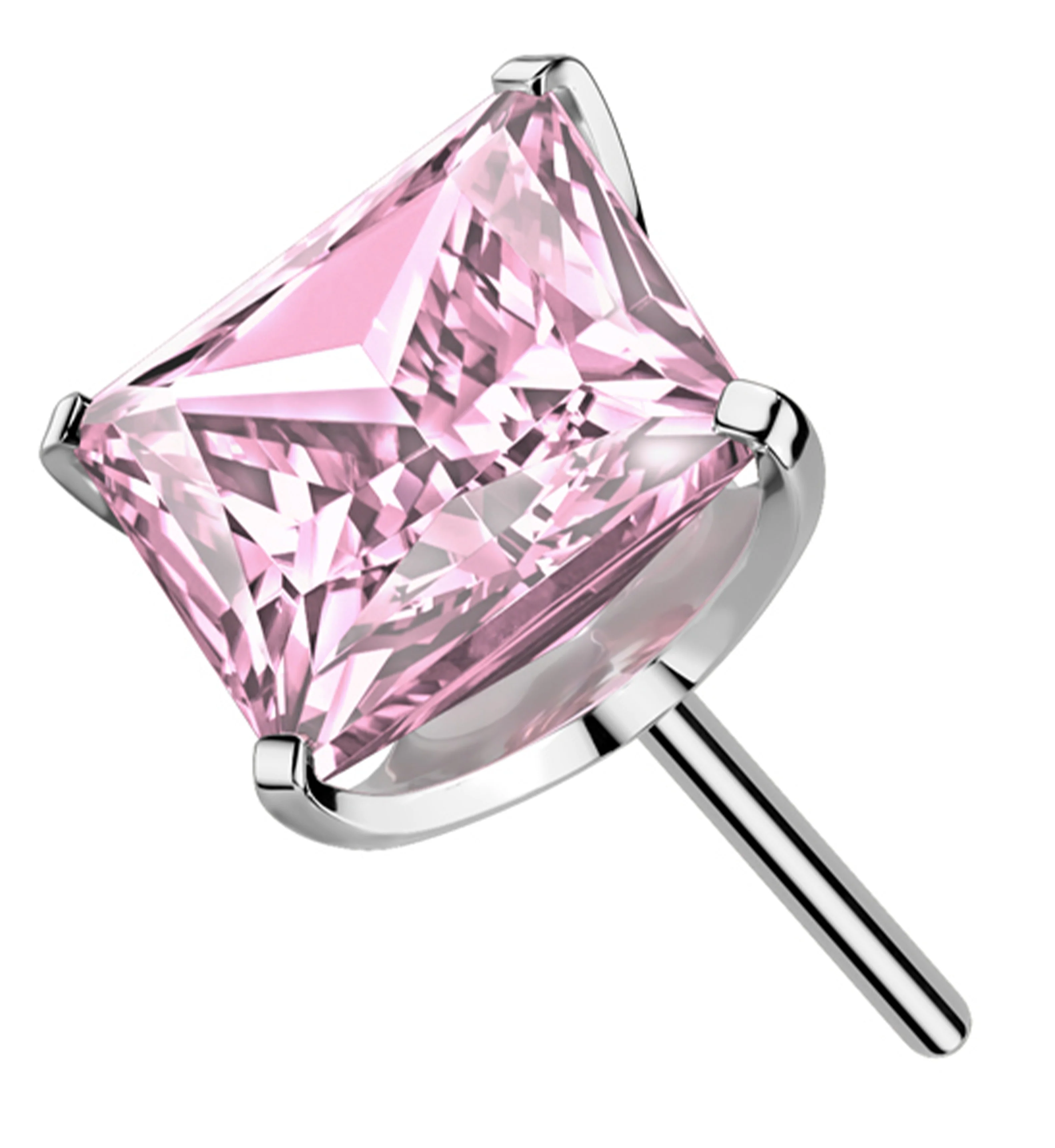 Rhombus Pink CZ Threadless Titanium Top - Mrs Treak