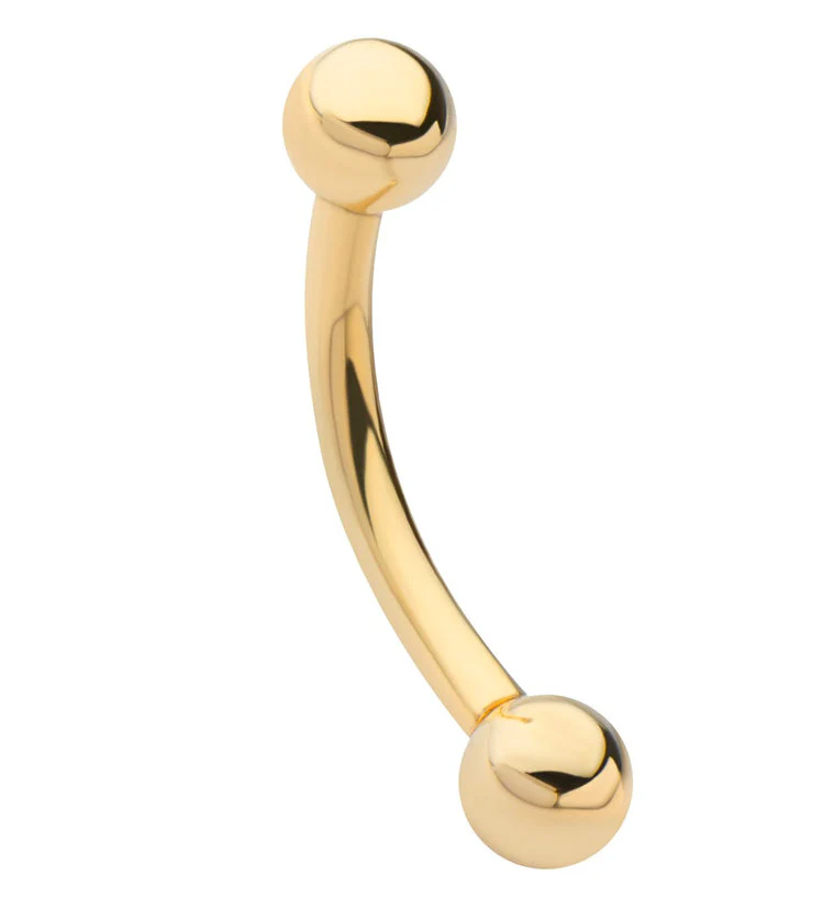14kt Gold Internally Threaded Curved Barbell - Mrs Treak