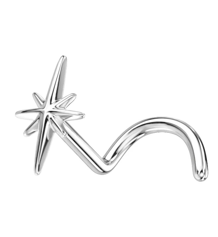 14kt White Gold Twinkle Nose Screw - Mrs Treak