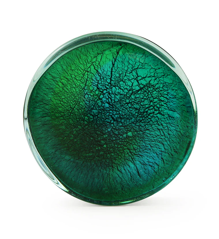 Turquoise Green Dichroic Glass Plugs - Mrs Treak