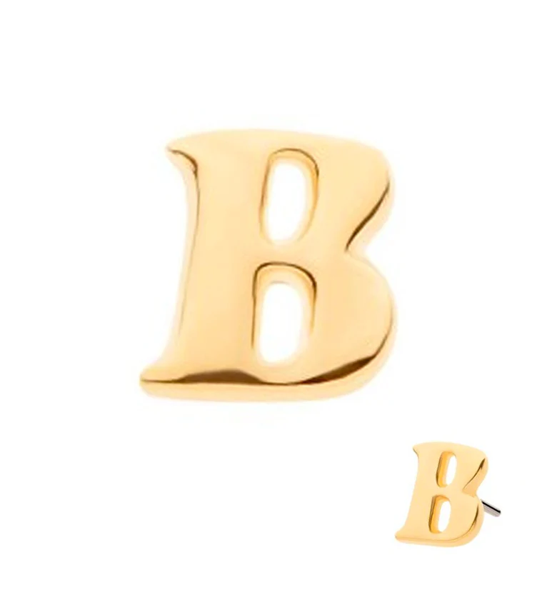 14kt Gold Letter B Threadless Top - Mrs Treak
