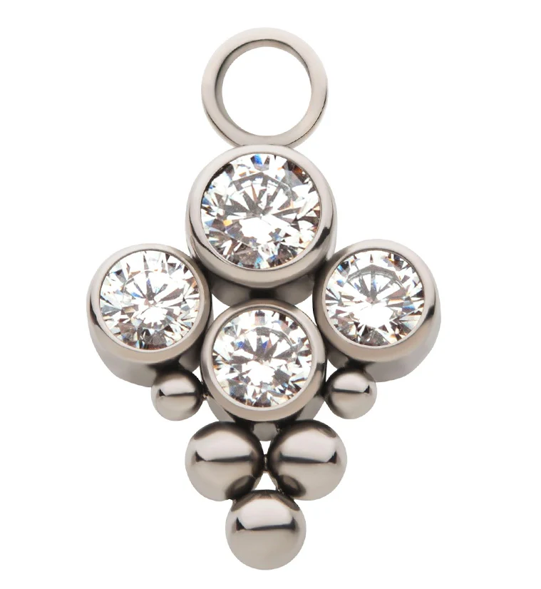Drip Bead Clear CZ Titanium Charm - Mrs Treak