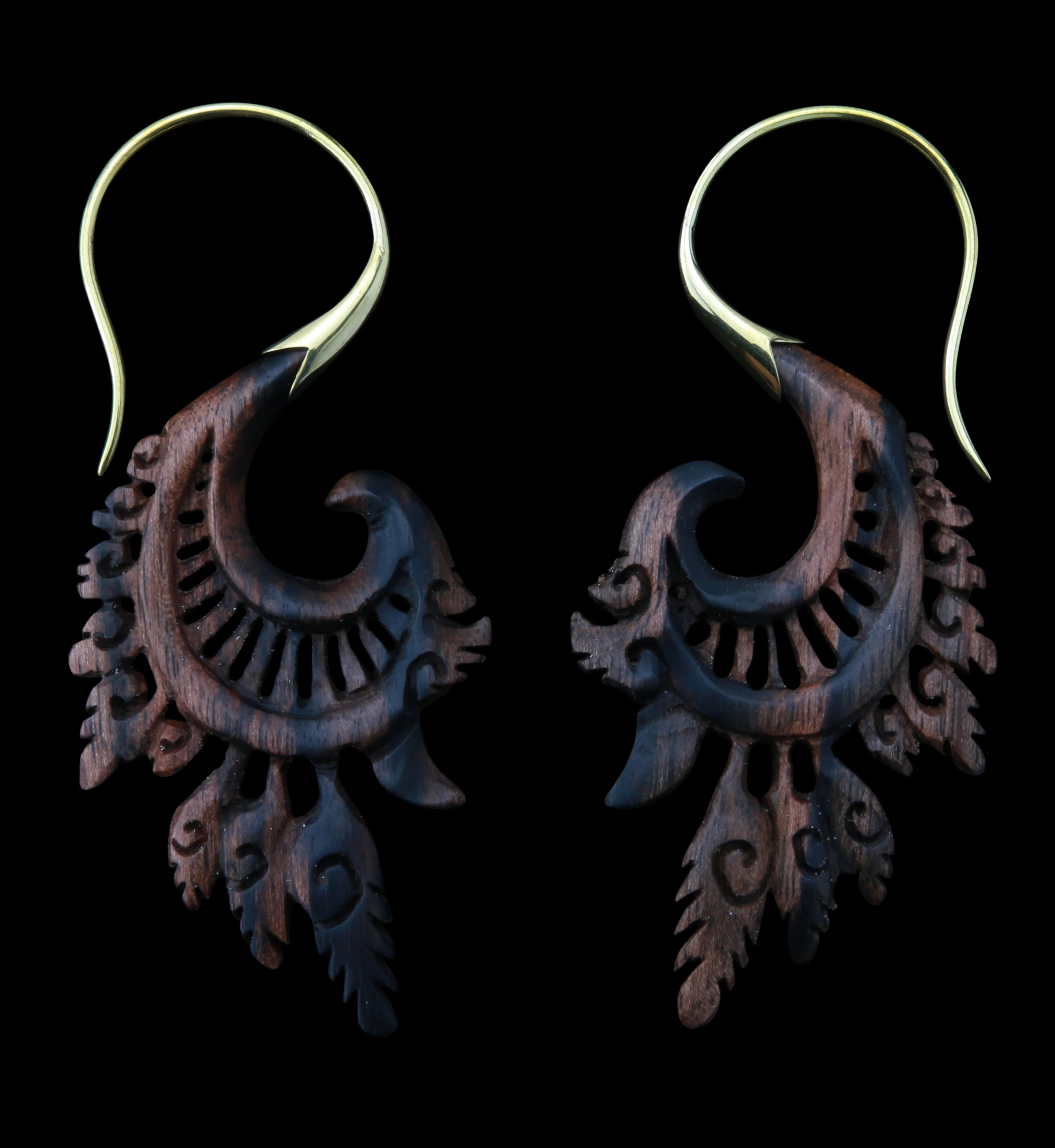 18G Alary Brass Areng Wood Hangers / Earrings - Mrs Treak