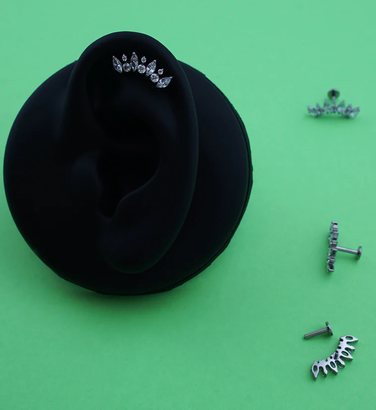 Diadem Clear CZ Internally Threaded Titanium Labret - Mrs Treak