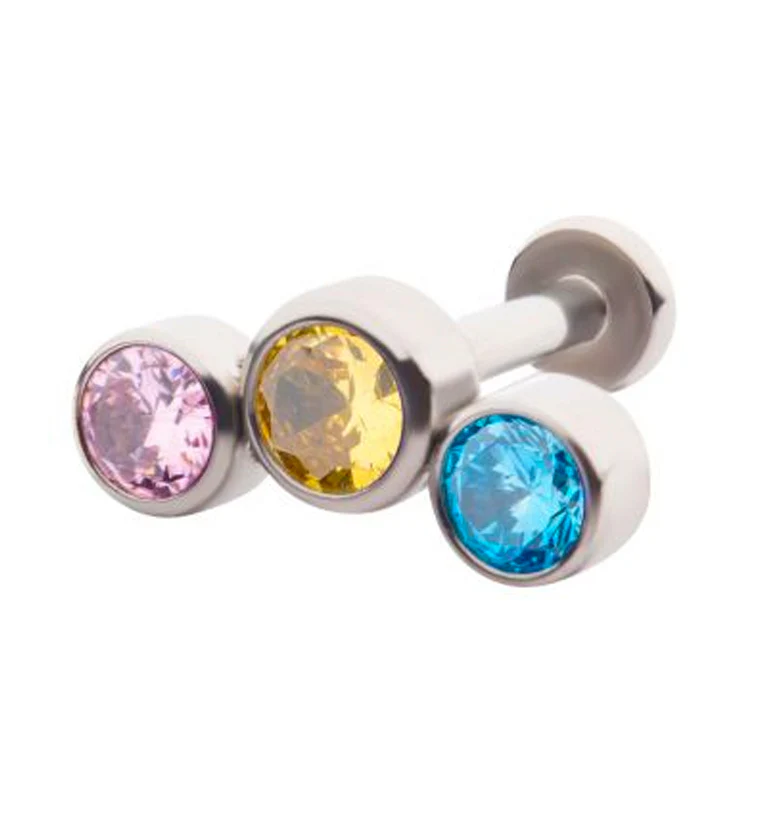 Pride CZ Gem Labret Post Version 2 - Mrs Treak