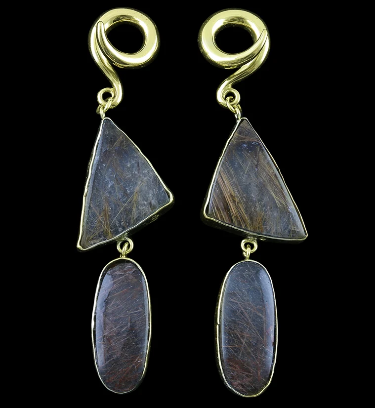 Double Rutilated Quartz Stone Ear Weights Version 2 - Mrs Treak