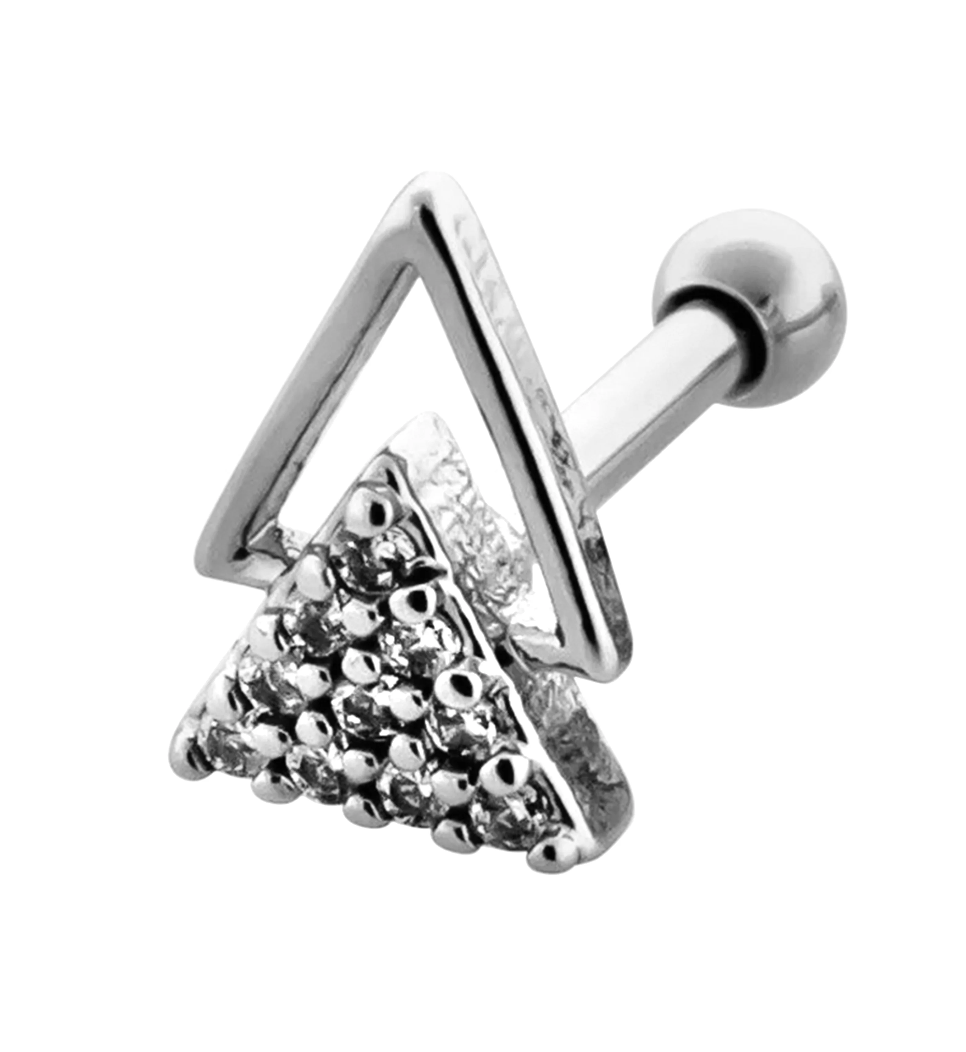 Double Triangle CZ Cartilage Barbell - Mrs Treak