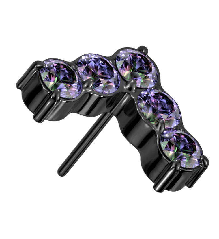 Black PVD Point Black Aurora CZ Threadless Titanium Top - Mrs Treak