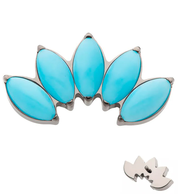 Half Crown Howlite Turquoise Internally Threaded Titanium Top - Mrs Treak