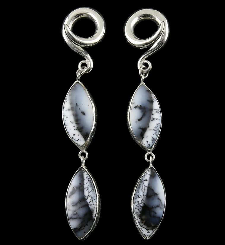 Double Dendritic Opal Stone Ear Weights Version 9 - Mrs Treak