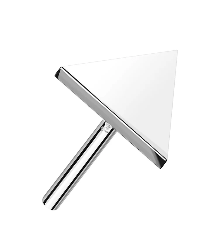 14kt All White Gold Triangle Threadless Top - Mrs Treak