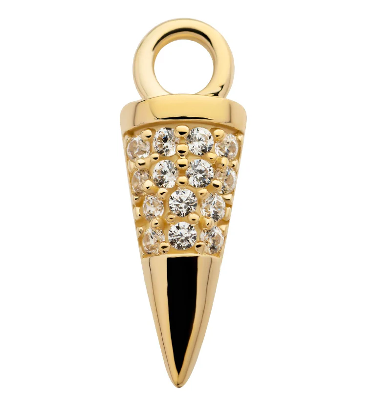 14kt Gold Cone CZ Charm - Mrs Treak