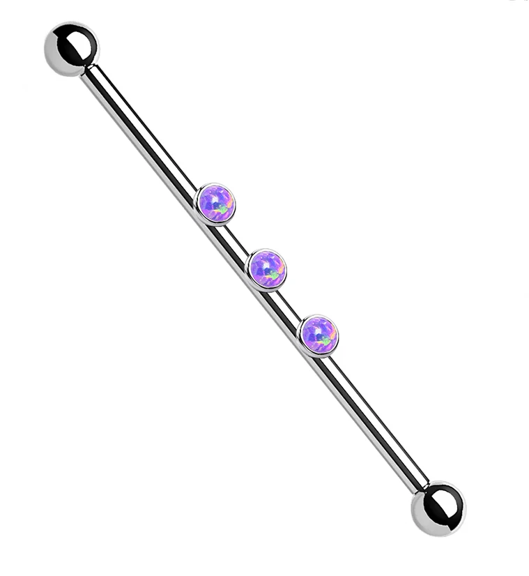 Triple Purple Opalite Titanium Industrial Barbell - Mrs Treak