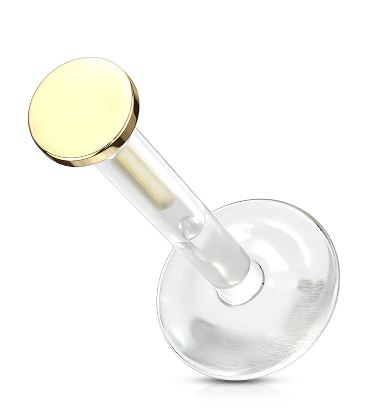 16G Gold Disk 14kt Bioflex Labret Post - Mrs Treak