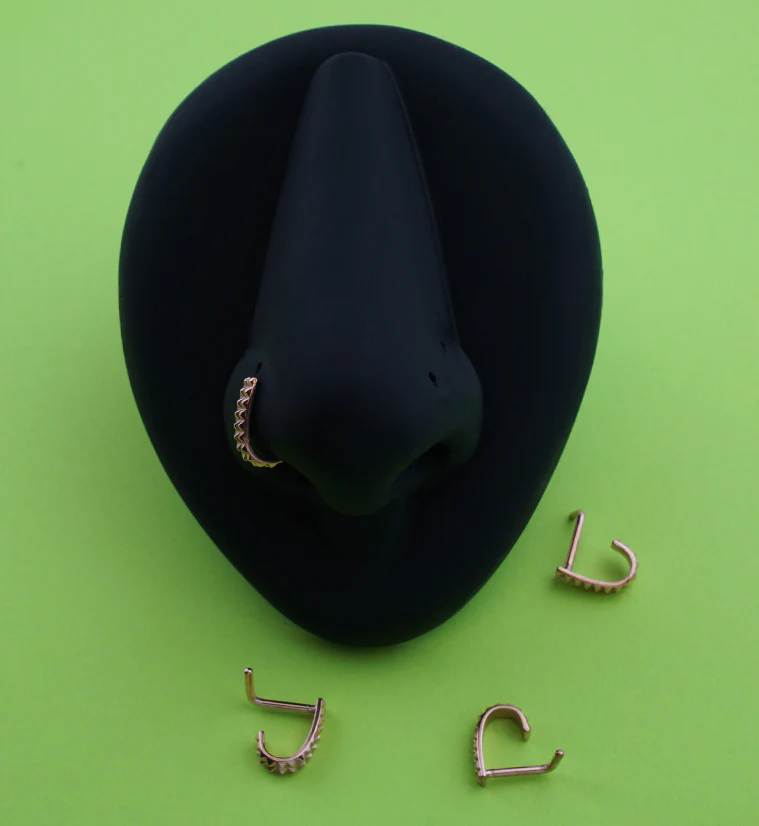 Rose Gold PVD Studded Nose Curve - Mrs Treak