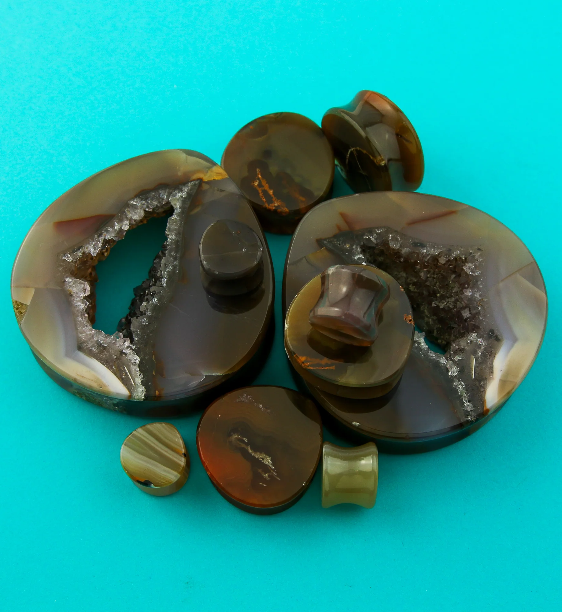 Timor Agate Teardrop Stone Plugs - Mrs Treak