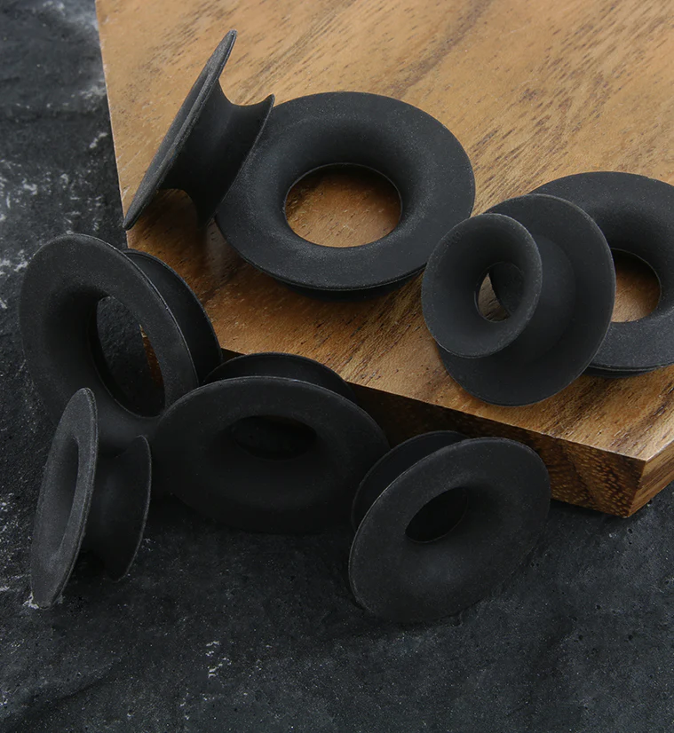 Kaos Black Silicone Mayan Flare Skin Eyelets - Mrs Treak