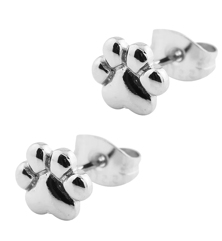Paw Print Stainless Steel Stud Earrings - Mrs Treak