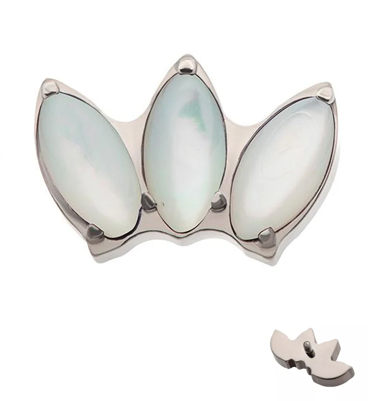 Empress Triple White MOP Internally Threaded Titanium Top - Mrs Treak