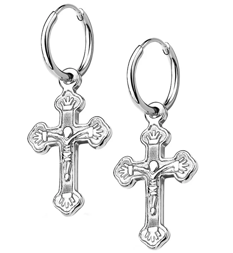 Dangle Cross Stainless Steel Earrings - Mrs Treak
