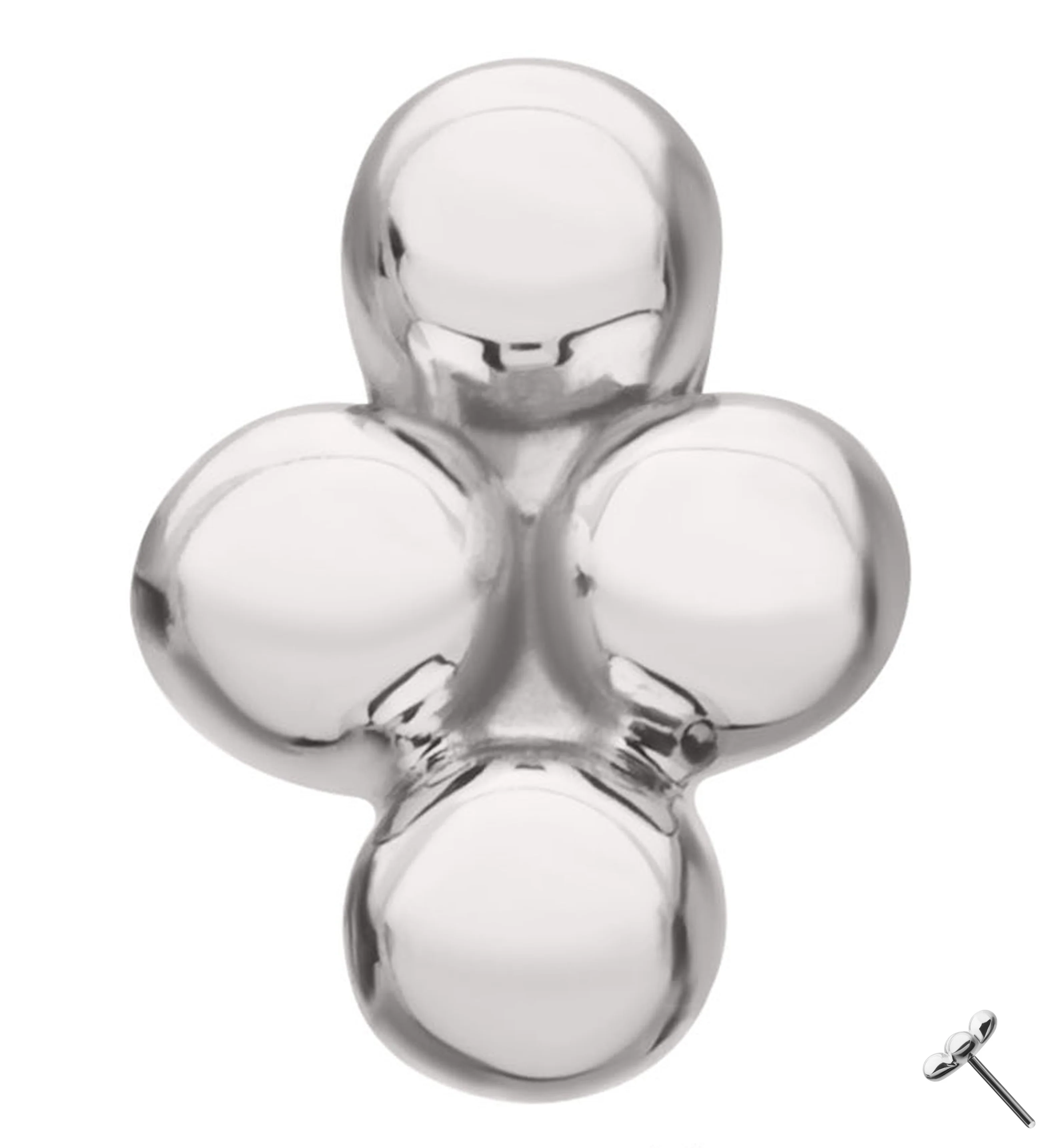 14kt White Gold Quad Bead Threadless Top - Mrs Treak