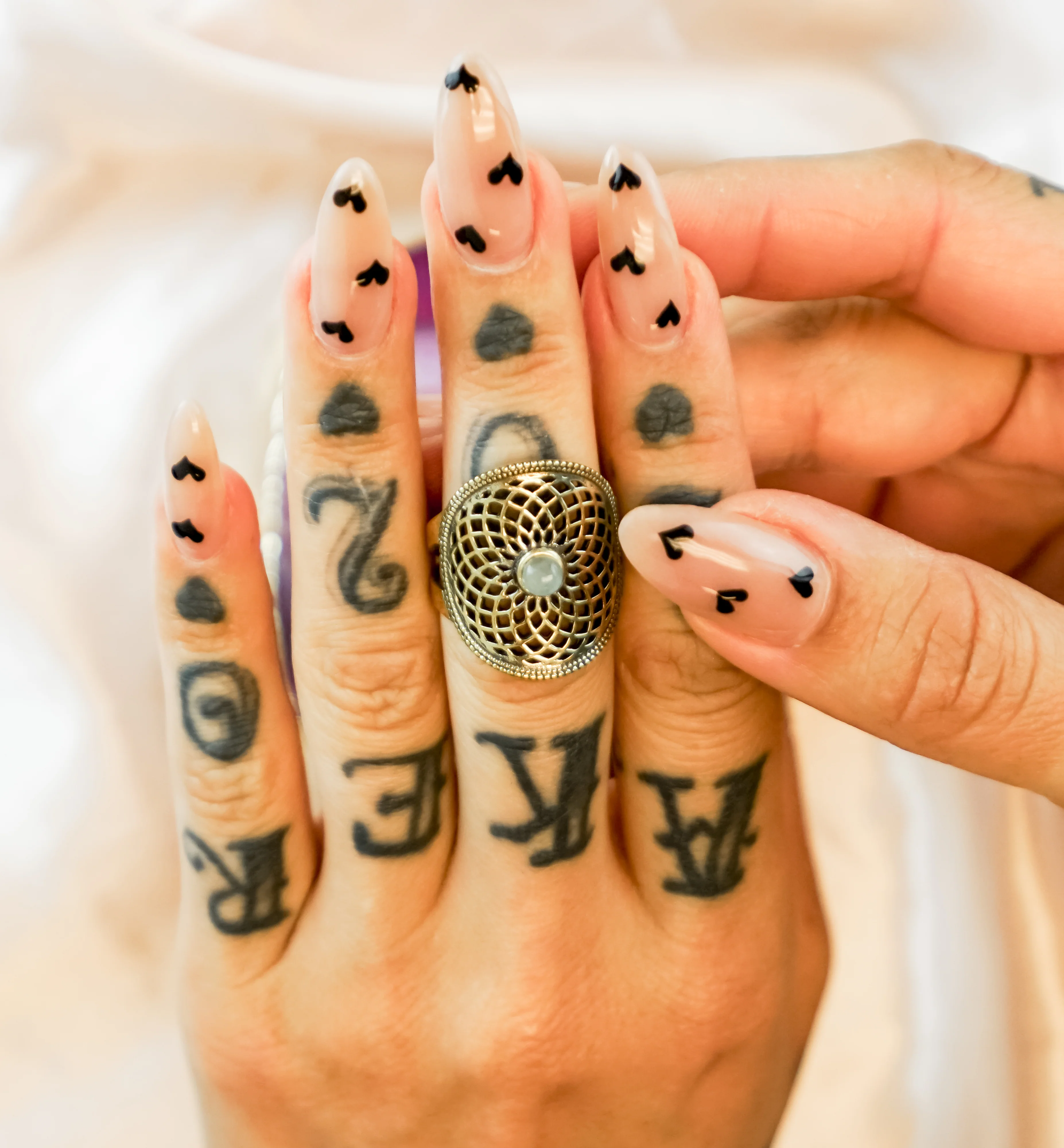 Torus Green Jade Stone Brass Ring - Mrs Treak