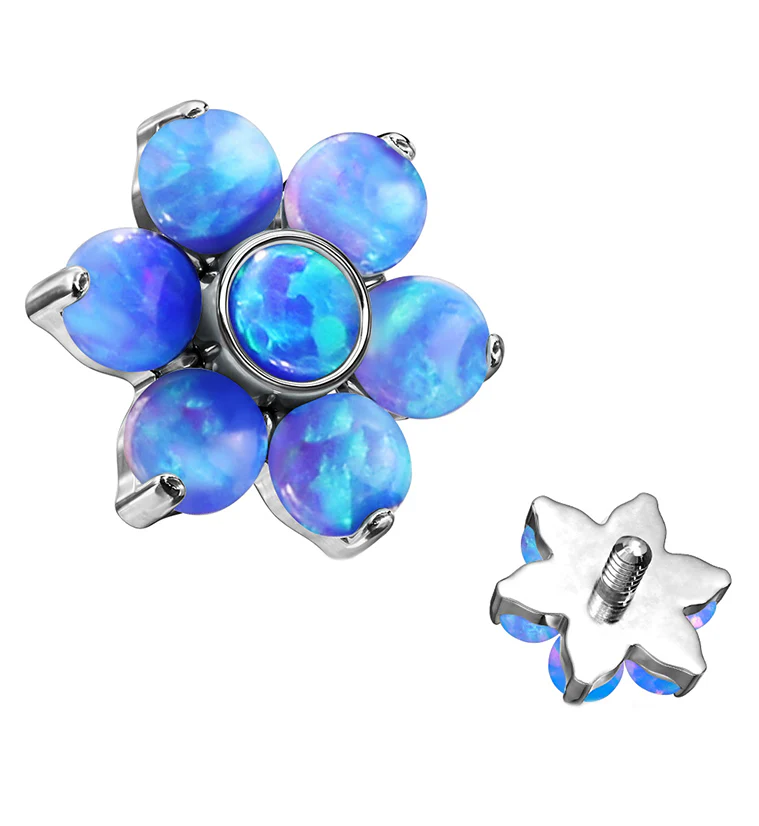 Blue Opalite Floret Titanium Internally Threaded Top - Mrs Treak