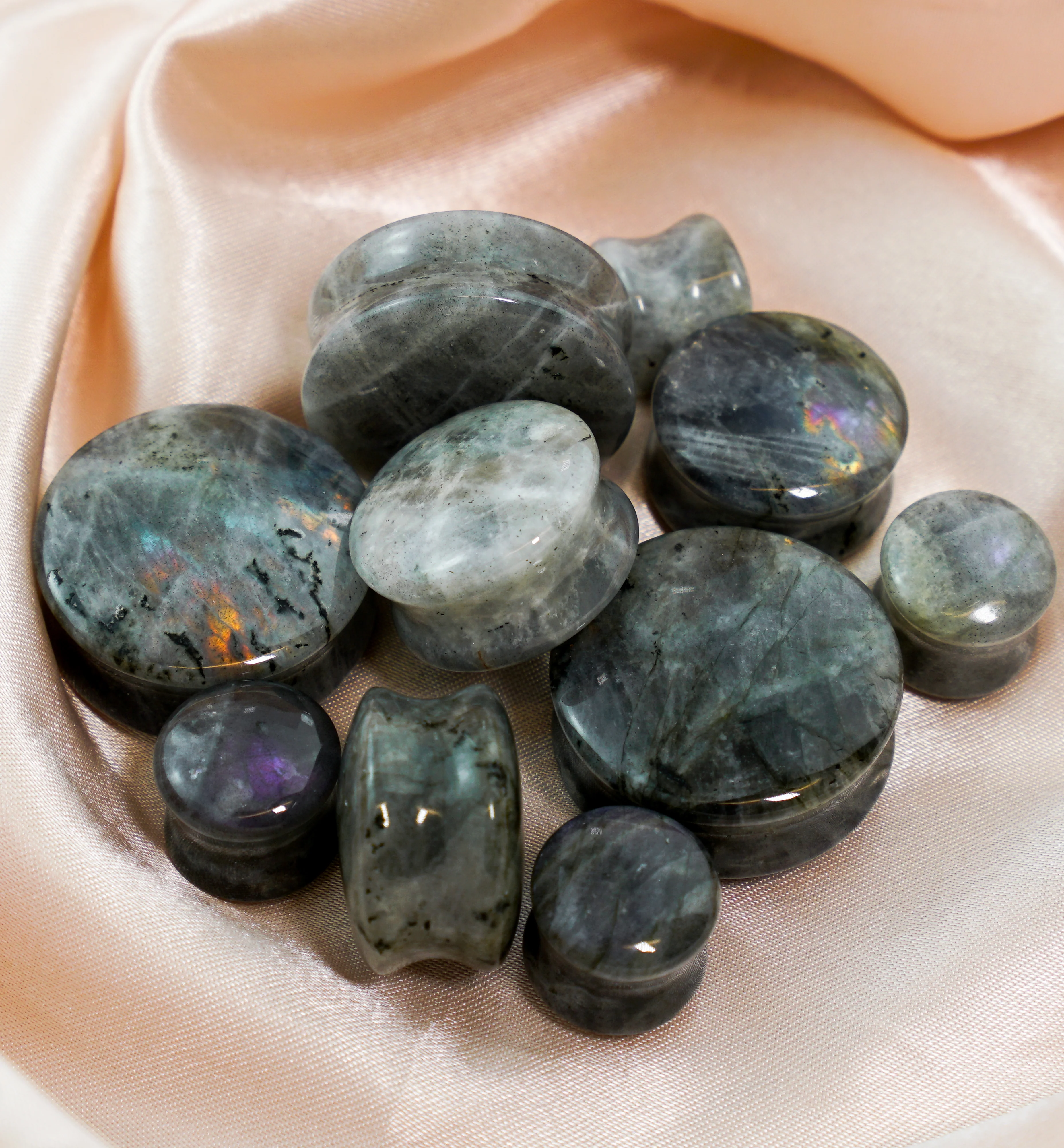 Grey Labradorite Stone Plugs - Mrs Treak