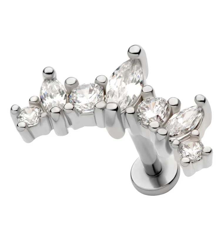 Seriate Clear CZ Stainless Steel Internally Threaded Labret - Mrs Treak