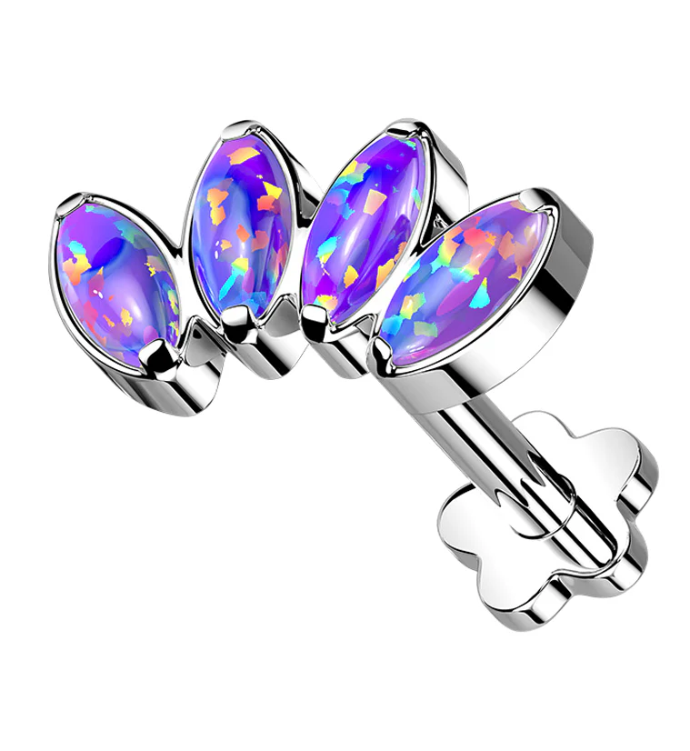 Half Crown Purple Opalite Titanium Threadless Labret - Mrs Treak