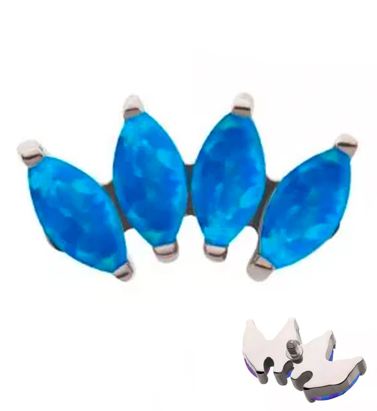 Quartet Blue Opalite Internally Threaded Titanium Top - Mrs Treak