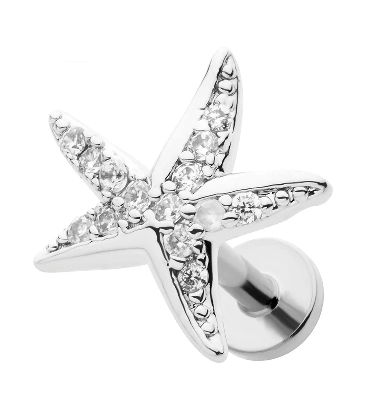 Starfish CZ Stainless Steel Threadless Labret - Mrs Treak