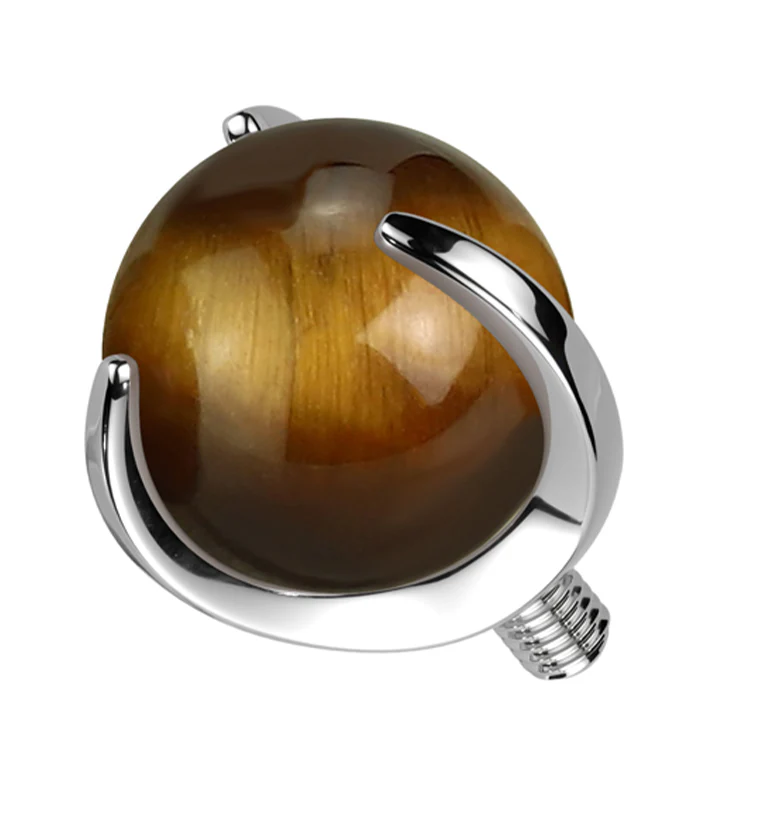 Claw Tigers Eye Stone Titanium Internally Threaded Top - Mrs Treak