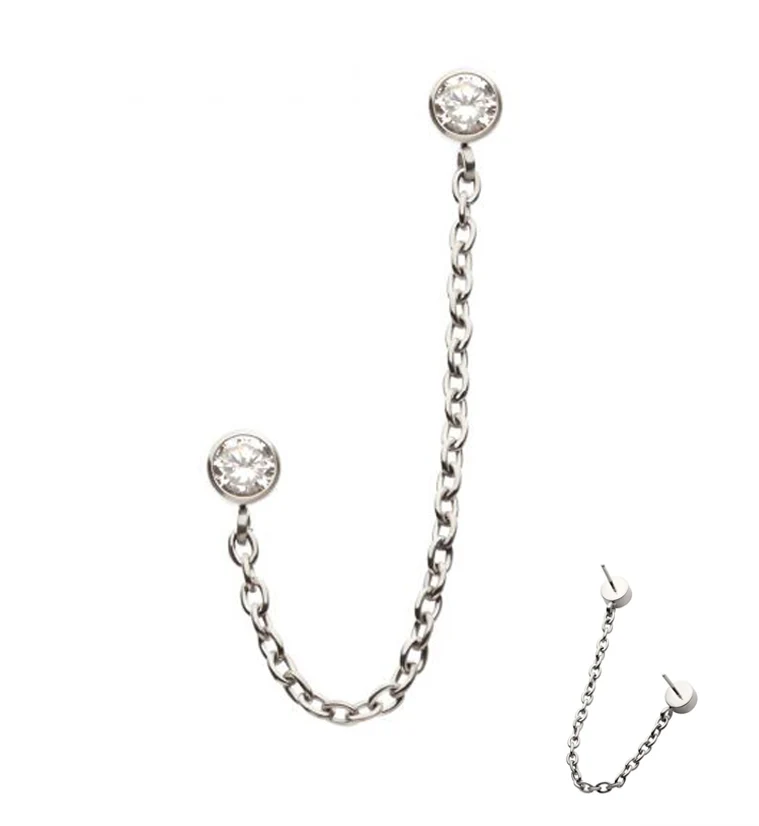 Clear CZ Titanium Threadless Connector Chain Tops - Mrs Treak