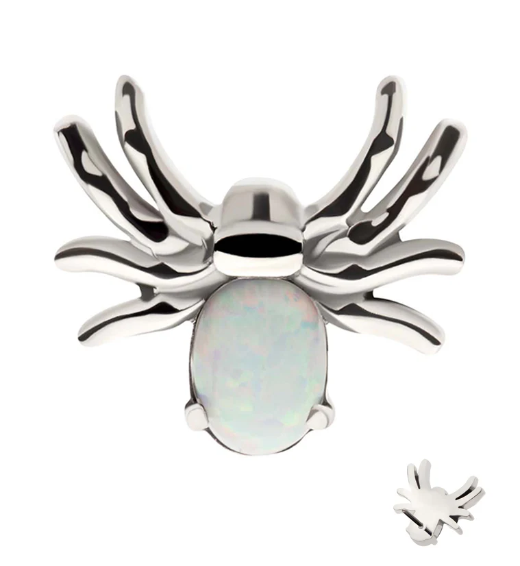 Spider White Opalite Threadless Titanium Top - Mrs Treak
