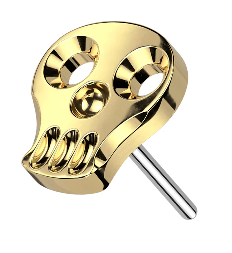 Gold PVD Skull Face Titanium Threadless Top - Mrs Treak