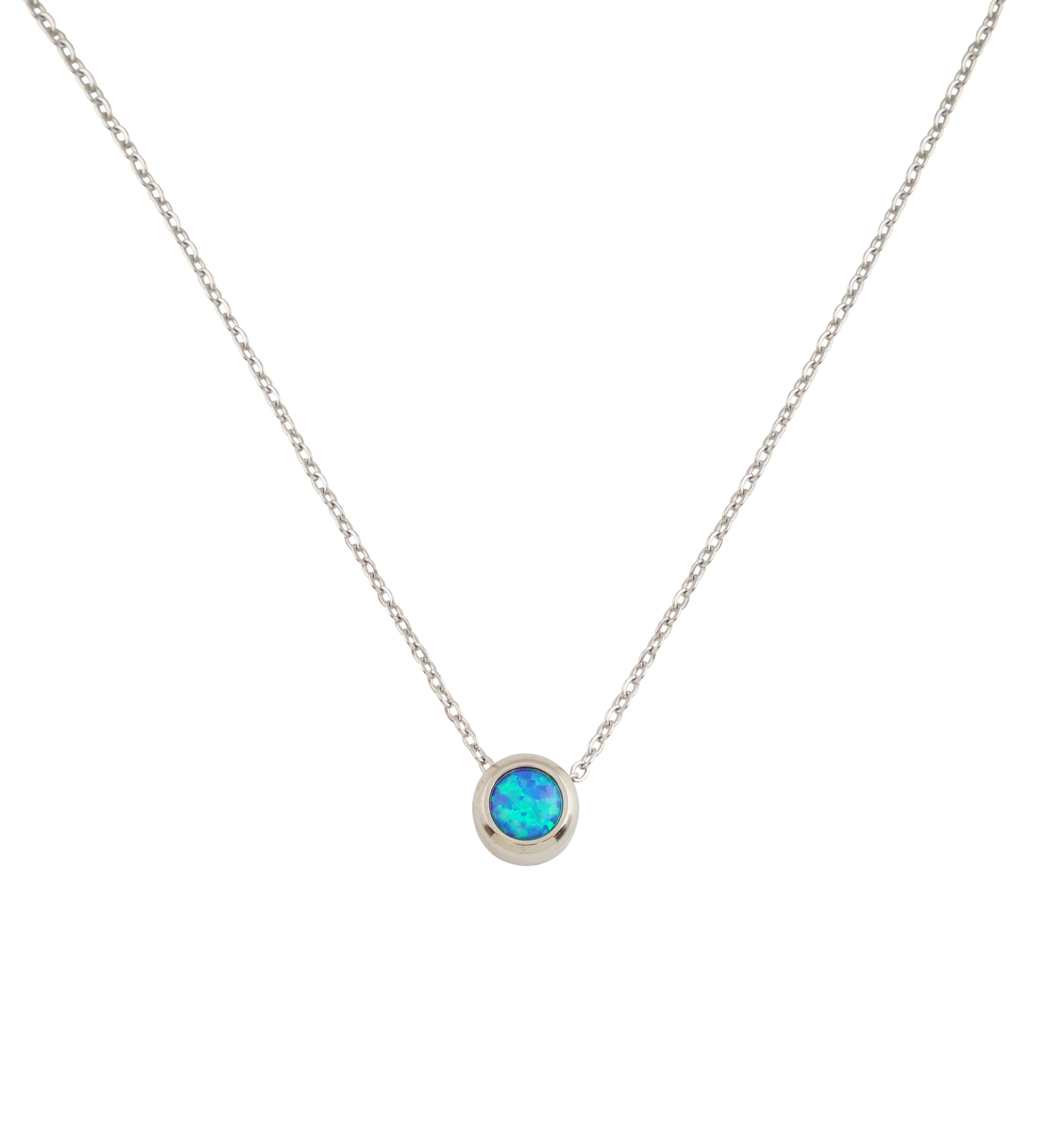 Blue Opalite Pendant Stainless Steel Necklace - Mrs Treak