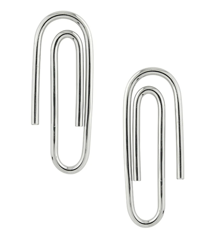 Paperclip White Brass Ear Weights - Mrs Treak
