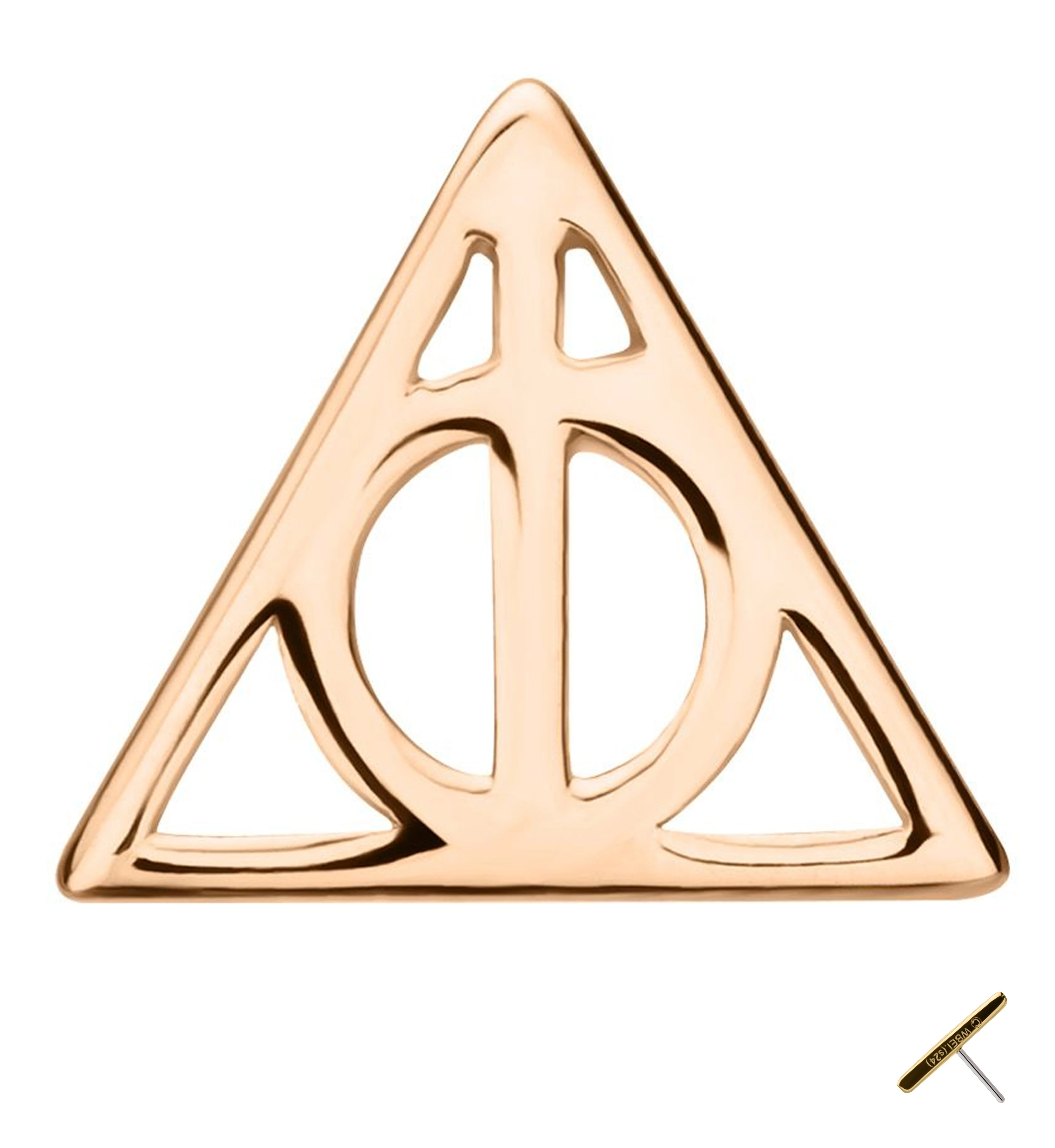 14kt Rose Gold Deathly Hallows Threadless Top - Mrs Treak