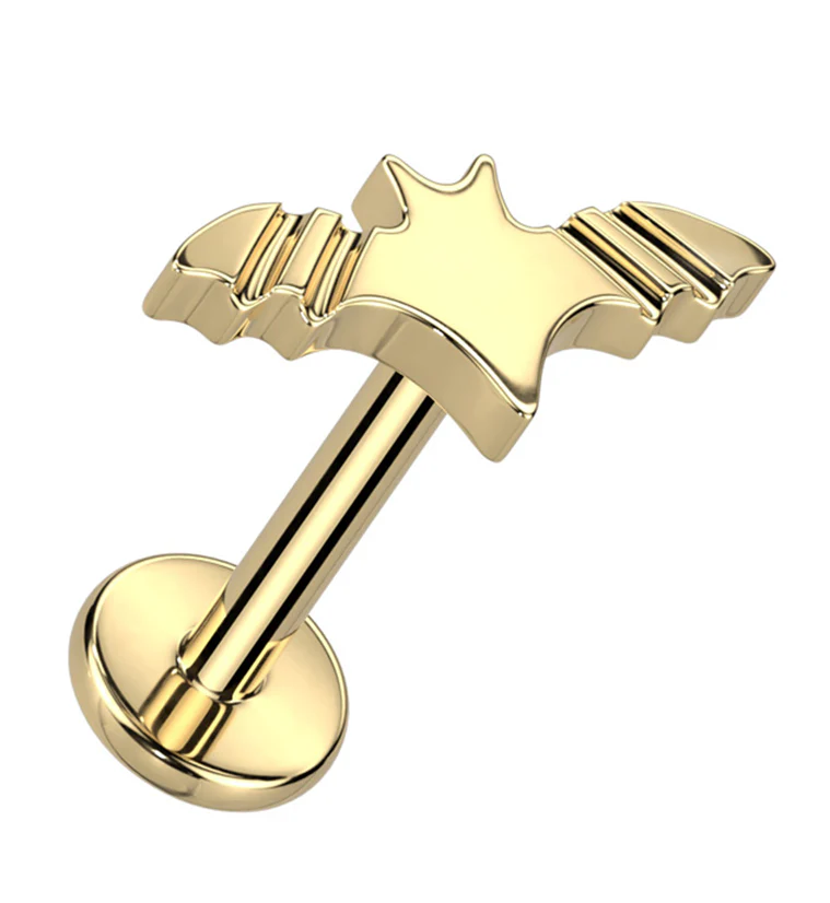 Gold PVD Bat Titanium Internally Threaded Labret - Mrs Treak