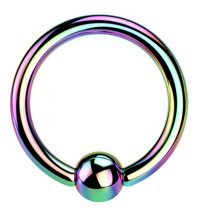 Rainbow PVD Titanium Captive Bead Ring - Mrs Treak