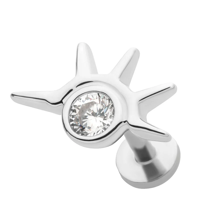 Eyelash CZ Stainless Steel Threadless Labret - Mrs Treak